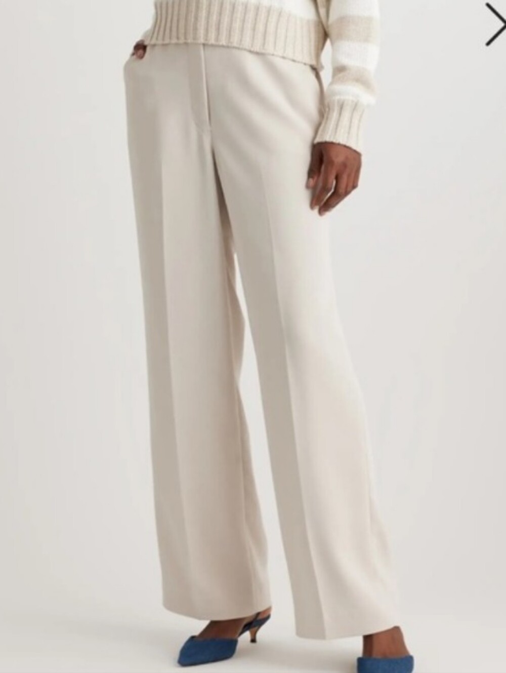 Quince Stretch Crepe Classic Trousers Sand NWT